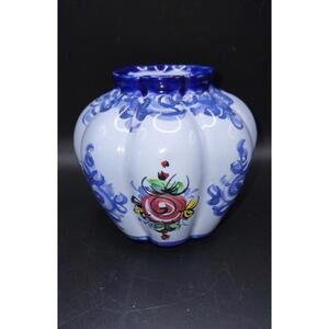 Vestal Alcobaça Portugal pottery vase, signed, numbered